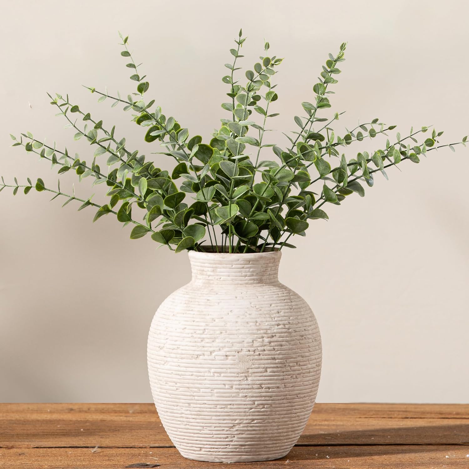 Ceramic Flower Vase Home Decor - Small Farmhouse Table Vases Rustic Vintage Living Room Kitchen Bedroom Decorations for House Book Shelf Office Coffee Desk Dining Fireplace (6" Retro)
