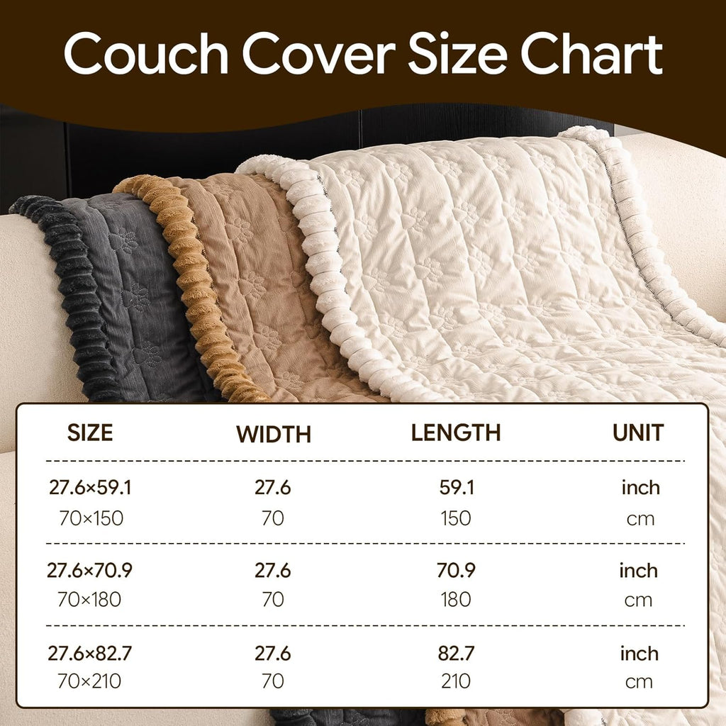 Couch Covers for Dogs Washable, Sofa Cover with Adjustable Straps for 3 Cushion Couch,Non-Slip Pet Couch Protector for Sectional & Leather Sofa, 1PC (Beige, 27.6" x 82.7")