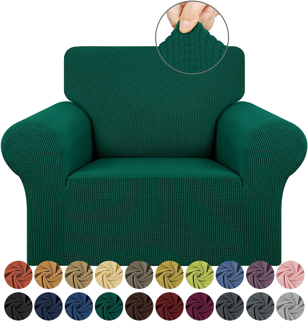 Stretch Sofa Cover Slipcover ，Couch Covers for 3 Cushion Couch Sofa pet Friendly (78"-94") Furniture Protector Sofa with Elastic Bottom for Kids,Dog, Jacquard Small Checked(Large,Black)