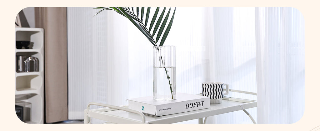 Glass Cylinder Vases, Bud Vase for Centerpieces, 8 Inch Tall Ribbed Vase Hurricane Floating Candle Holder, Decorative Flower Vases for Wedding Reception, Home Decor, Housewarming Gift (Clear)