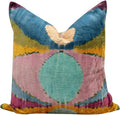 CANVELLO Handmade Velvet Throw Pillow with Multicolor Abstract Design - Premium Down Feather Insert - Luxurious 20"x20" Decorative Accent for Sofas and Couches
