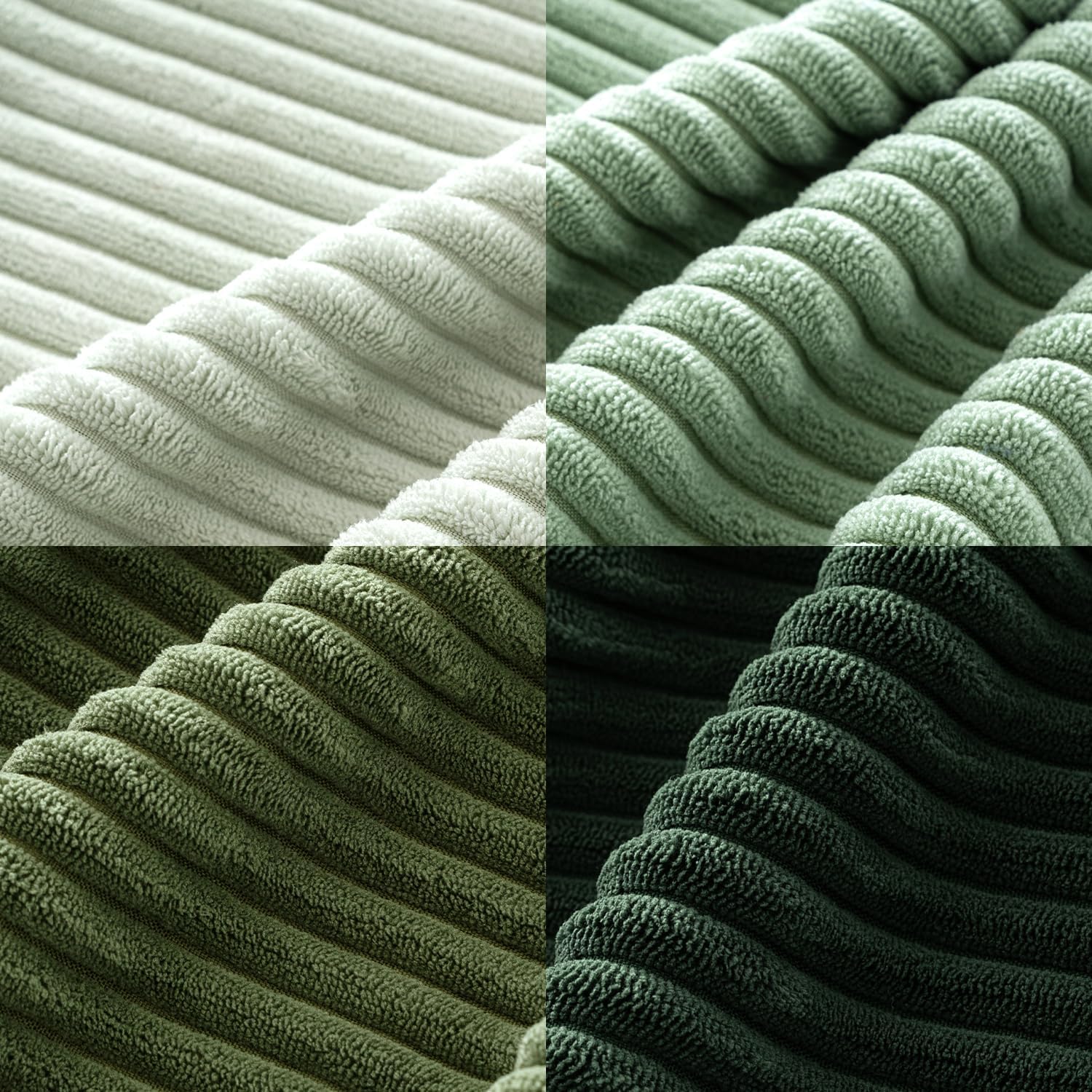 MIULEE Boho Farmhouse Sage Green Throw Pillow Covers 18x18 Inch Set of 4 Mordern Nordic Cushion Covers Soft Corduroy Spring Home Decor for Couch Bed Sofa Living Room Forest Green