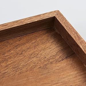 11.7" Bathroom Vanity Tray for Counter - Acacia Wood Decorative Tray for Toilet Tank Makeup Perfume Jewelry Catchall Coffee Table - Wooden Kitchen Countertop Organizer for Soap Dispenser