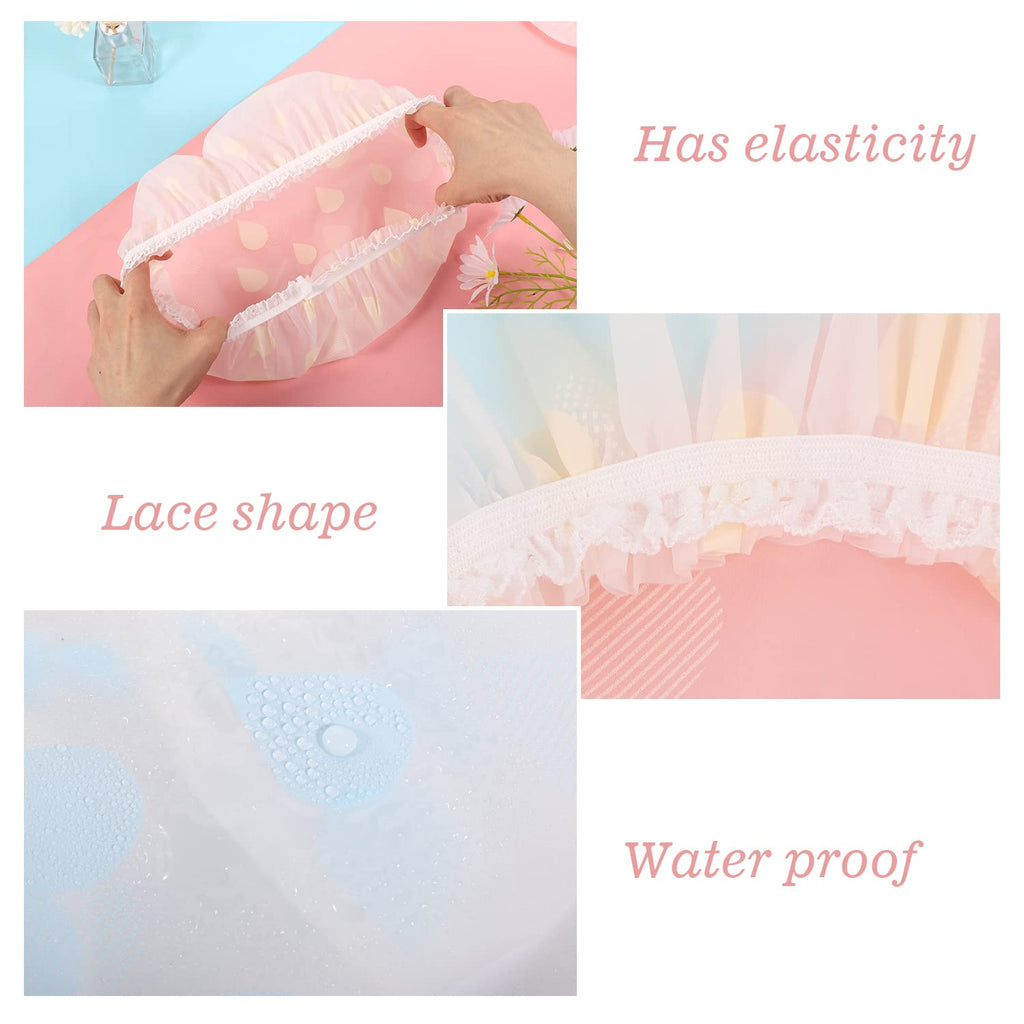 Shower Caps, 3 Pcs Plastic Reusable Shower Caps Elastic Band Bath Caps for Women Ladies Spa Salon
